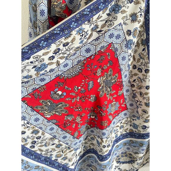 Umgee Floral Paisley Bandana Red Blue Dress Medium - Picture 4 of 7
